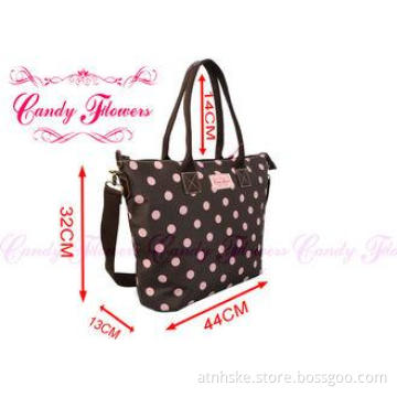 Brown Modern pink polka dot Womens Tote Bags with Single sh